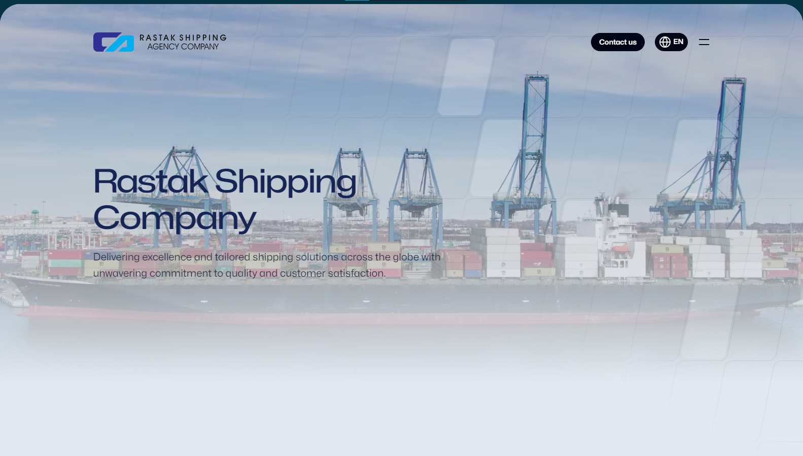 screenshot of the rastak shipping's homepage